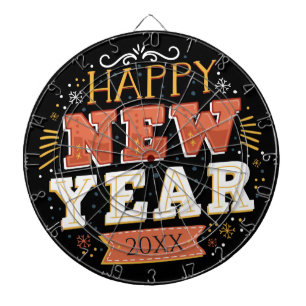Custom Vintage Happy New Year Eve Design Unique Dartboard