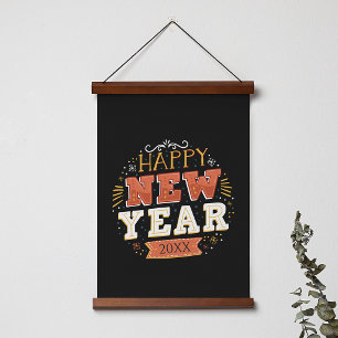 Custom Vintage Happy New Year Eve Design Unique Hanging Tapestry