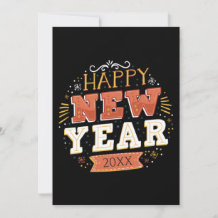 Custom Vintage Happy New Year Eve Design Unique Holiday Card