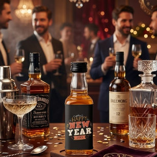Custom Vintage Happy New Year Eve Design Unique Liquor Bottle Label