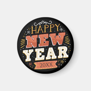 Custom Vintage Happy New Year Eve Design Unique Magnet