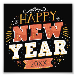 Custom Vintage Happy New Year Eve Design Unique Photo Print