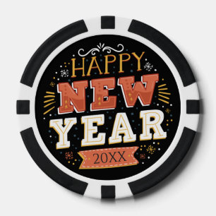 Custom Vintage Happy New Year Eve Design Unique Poker Chips