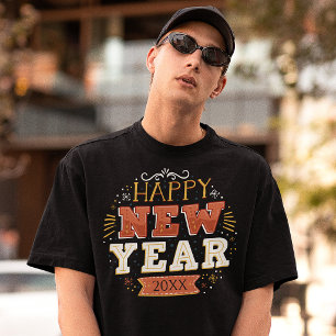 Custom Vintage Happy New Year Eve Design Unique T-Shirt