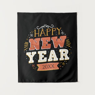 Custom Vintage Happy New Year Eve Design Unique Tapestry