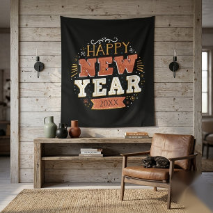 Custom Vintage Happy New Year Eve Design Unique Tapestry