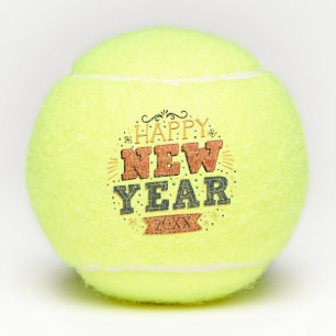 Custom Vintage Happy New Year Eve Design Unique Tennis Balls
