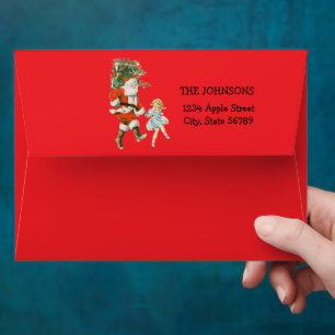 Custom Vintage Holiday Christmas Santa Envelope