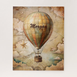 Custom Vintage Hot Air Balloon   Antique Travel  Jigsaw Puzzle