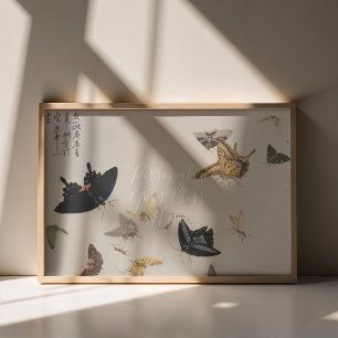CUSTOM Vintage Japanese Butterfly Botanical Print