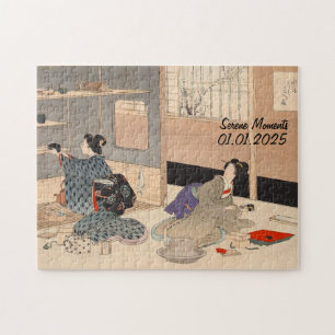Custom Vintage Japanese Tea Ceremony Art 2 Jigsaw Puzzle
