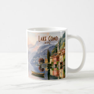 Custom Vintage Lake Como Italy Watercolor Travel Coffee Mug