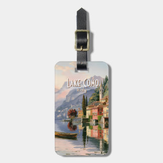 Custom Vintage Lake Como Italy Watercolor Travel Luggage Tag