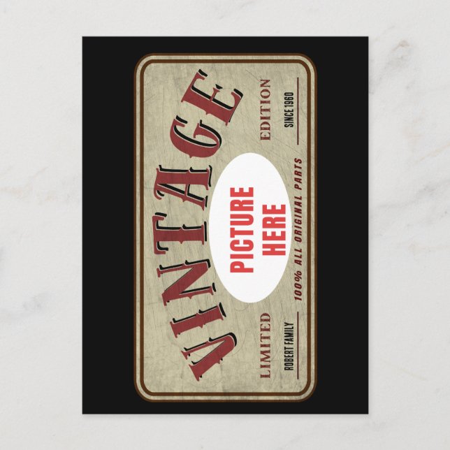 CUSTOM VINTAGE LIMITED EDITION PERSONALIZE PHOTO HOLIDAY POSTCARD (Front)