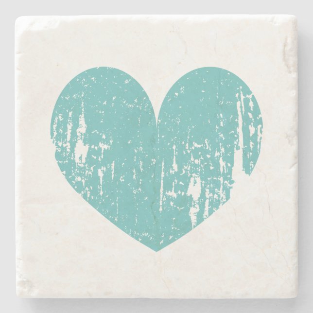 Custom vintage love heart rustic stone coaster (Front)