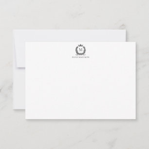 Custom Vintage Monogram Wreath Note Card