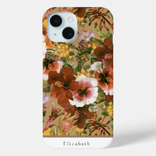Custom Vintage Moody Tropical Blooms iPhone 15 Case