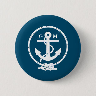 Custom Vintage Nautical Anchor and Line 6 Cm Round Badge