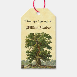 Custom Vintage Oak Tree Bookplate Tag