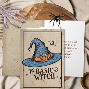 Custom Vintage Orange Witchy Hat Halloween Witch Card