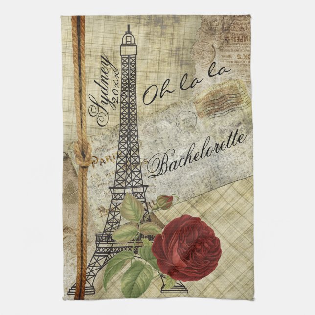 Custom - Vintage Paris Design Tea Towel (Vertical)