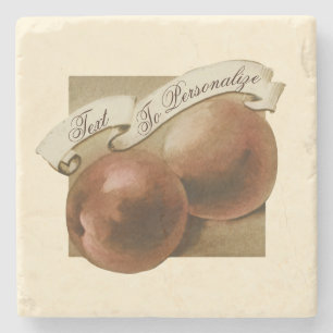 Custom Vintage Peaches Retro Fruit Old School Stone Coaster