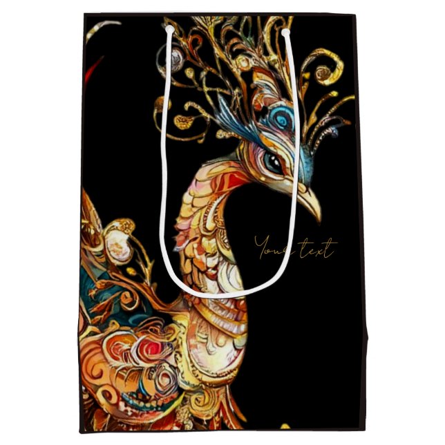 Custom vintage peacock circus carnival  medium gift bag (Back)