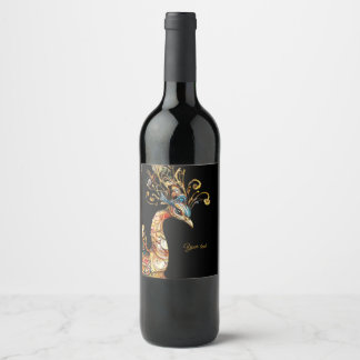 Custom vintage peacock circus carnival  wine label