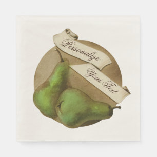 Custom Vintage Pears Retro Fruit Old School Napkin