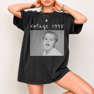 Custom Vintage Photo And Year Nostalgic Birthday T-Shirt