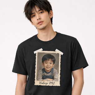 Custom Vintage Photo And Year Nostalgic Birthday T-Shirt