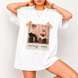 Custom Vintage Photo And Year Nostalgic Birthday T-Shirt