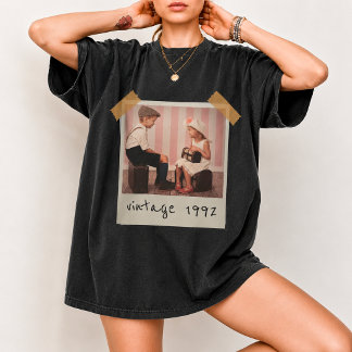 Custom Vintage Photo And Year Nostalgic Birthday T-Shirt