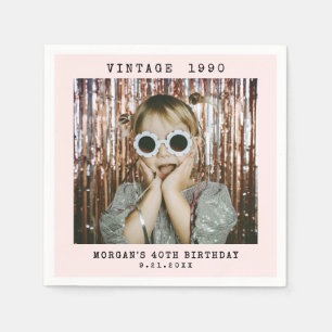 Custom Vintage Photo Birthday Napkin