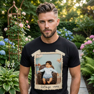 Custom Vintage Photo Birthday T-Shirt