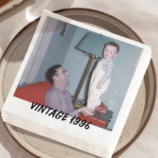 Custom Vintage Photo Napkins with Text - Personali