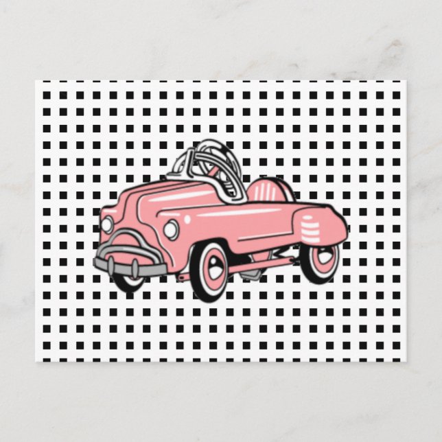 Custom VINTAGE PINK PEDAL CAR Card (Front)