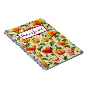 Custom. Vintage. Poppies. Notebook