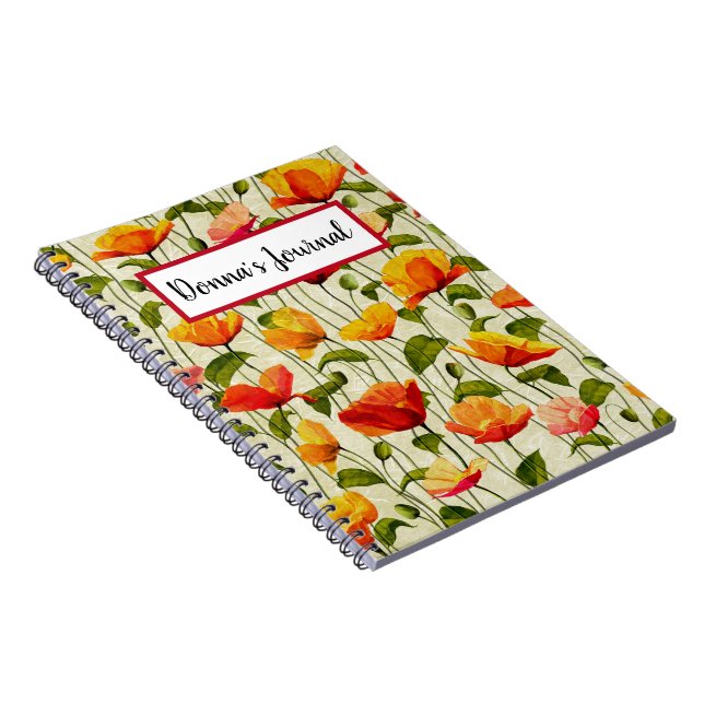Custom. Vintage. Poppies. Notebook (Right Side)