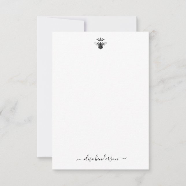 Custom Vintage Queen Bee Note Card (Front)