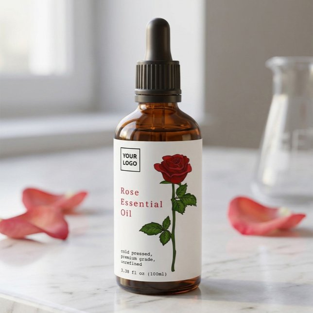 Custom Vintage Red Rose Essential Oil Label (Creator Uploaded)