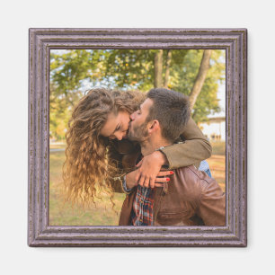 Custom Vintage Rose Pink Faux Wood Frame Magnet