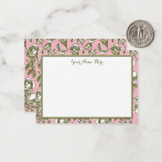Custom Vintage Roses on Light Pink Floral 3.5x2.5 Card