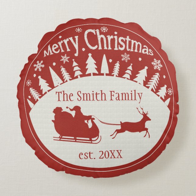 Custom Vintage Santa Christmas Throw Pillow (Front)