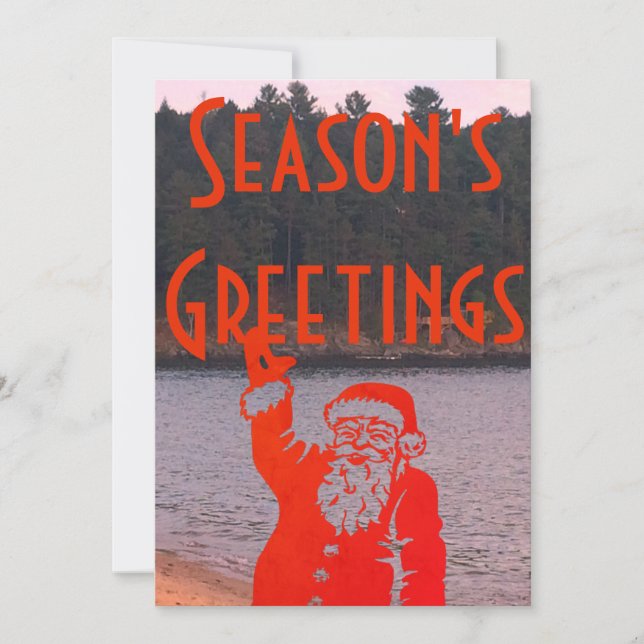 custom vintage Santa groovy holiday art Card (Front)