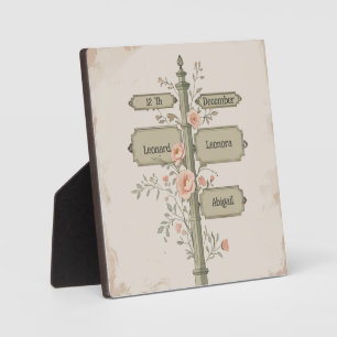 Custom Vintage Signpost with Names & Date – Rustic Plaque
