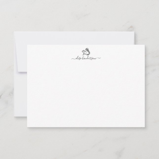 Custom Vintage Squirrel Note Card (Front)