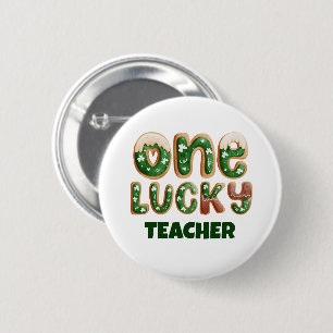 Custom Vintage St Patricks Day One Lucky Teacher 6 Cm Round Badge