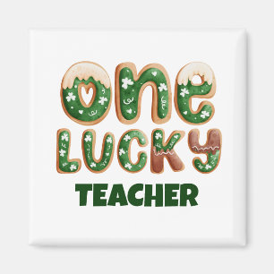 Custom Vintage St Patricks Day One Lucky Teacher Magnet