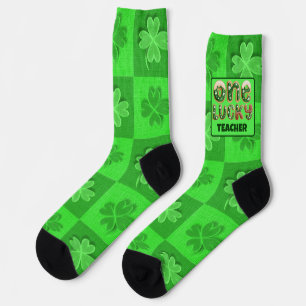 Custom Vintage St Patricks Day One Lucky Teacher Socks